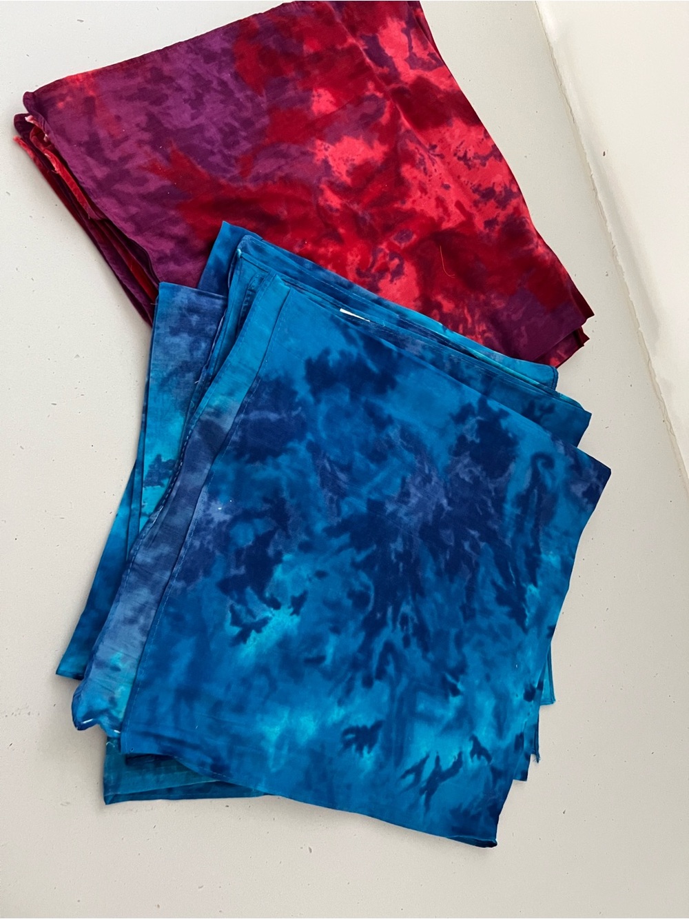 8pc Tie Dye Cotton Napkins 20” Red & Blue Boho Table Decor NWOT made in India